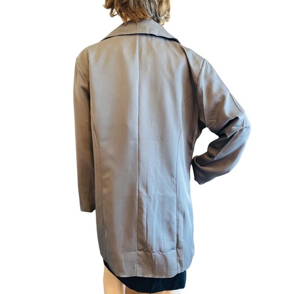 Casual Oversized Long Taupe Gray Blazer Womens sz XL Long Sleeve Open Front - Picture 3 of 11